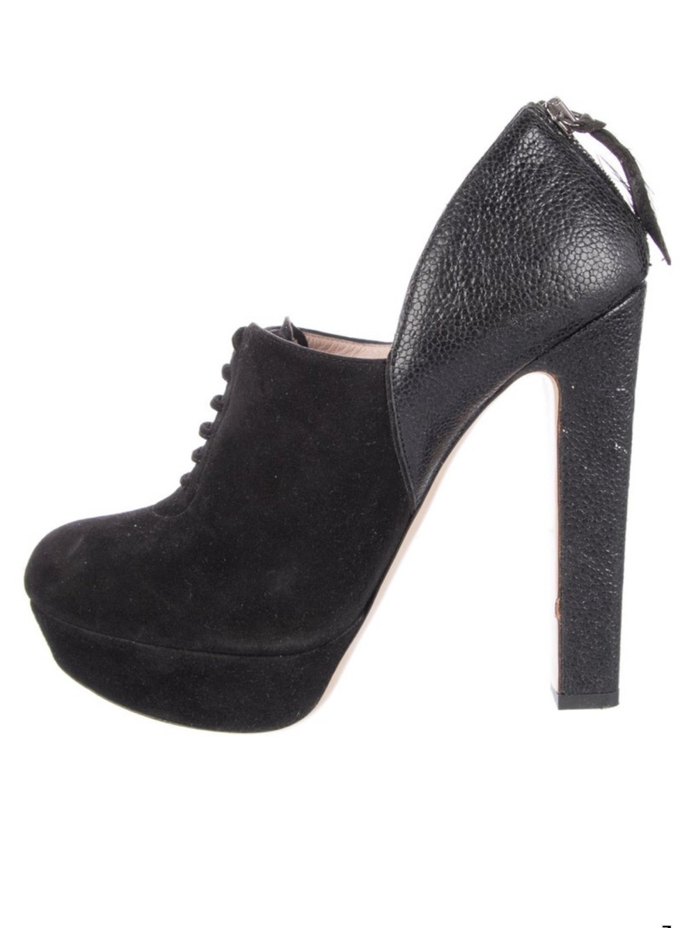 Black Suede Lace-Up D’Orsay Platform Pumps | Size IT 38.5 / US 8.5